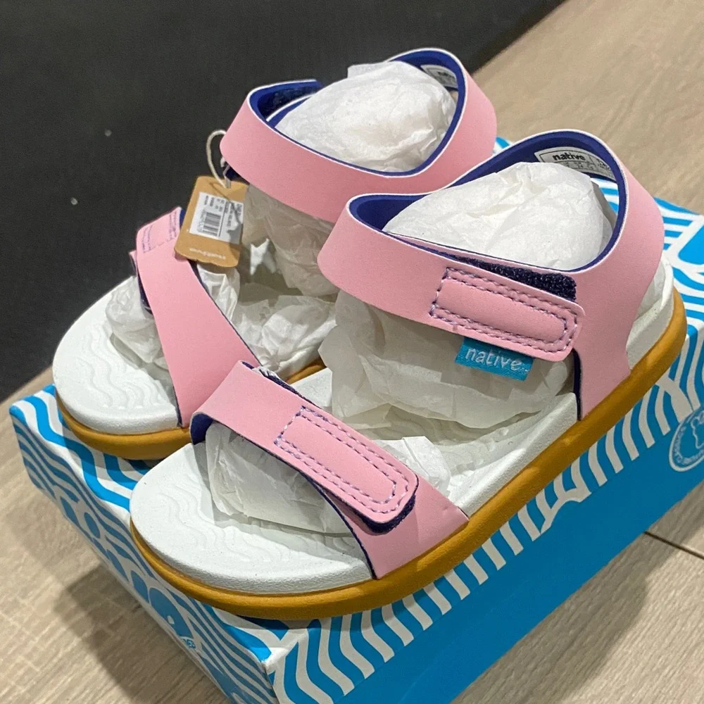 New Native Kids Pink and White Sandals size C8 - Picture 1 of 5